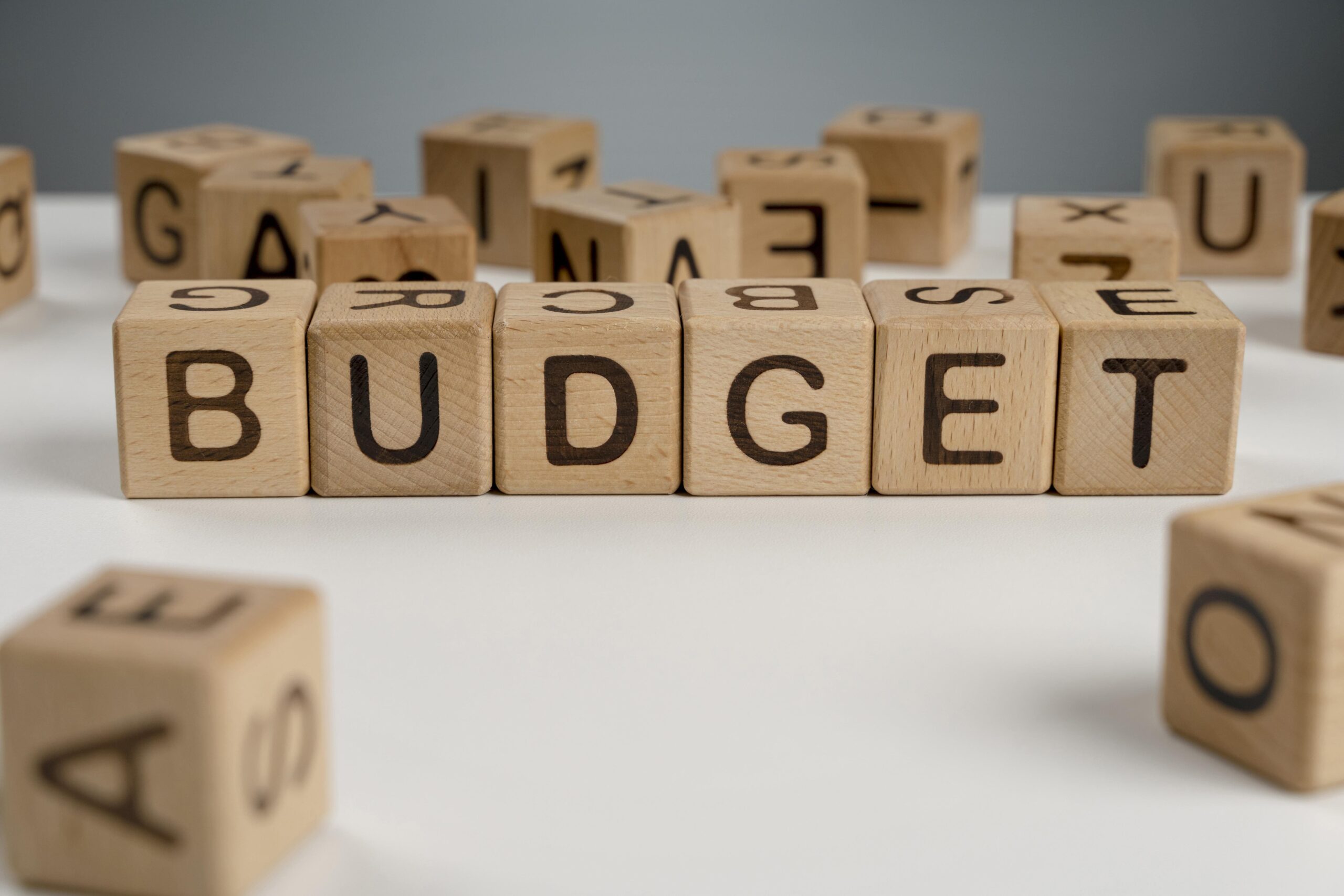 wooden blocks with the letters BUDGET