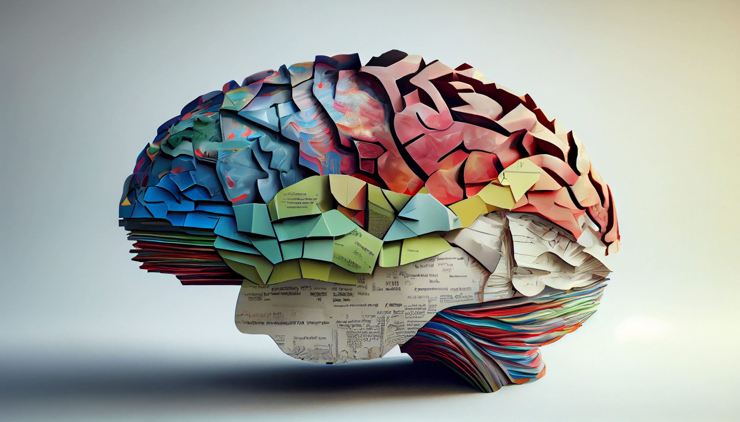 Human brain with paper colors ,generative artificial intelligence